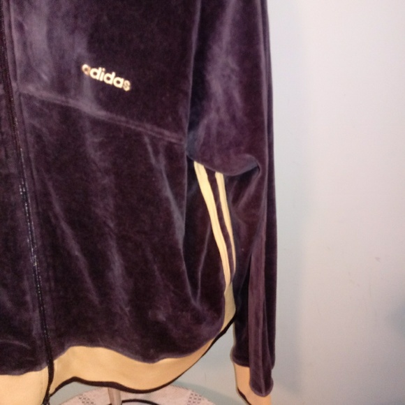 ADIDAS Hoodie Jacket Full Zip Up Sz XL Brown Velvet - Picture 4 of 6
